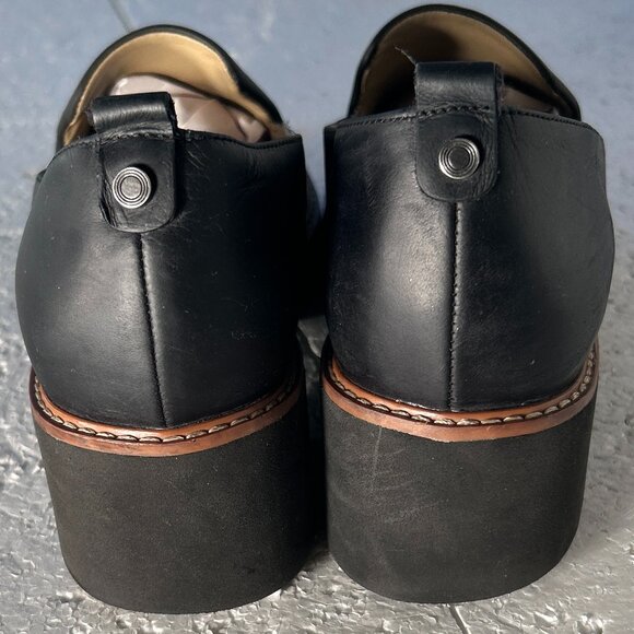 Naturalizer Darry SZ 9 Black Leather Lug Sole Comfort Loafer Academia Essential - Picture 9 of 11